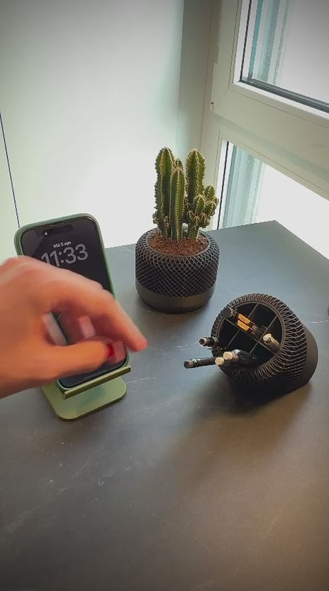 Soporte para móvil y tablet verde mate