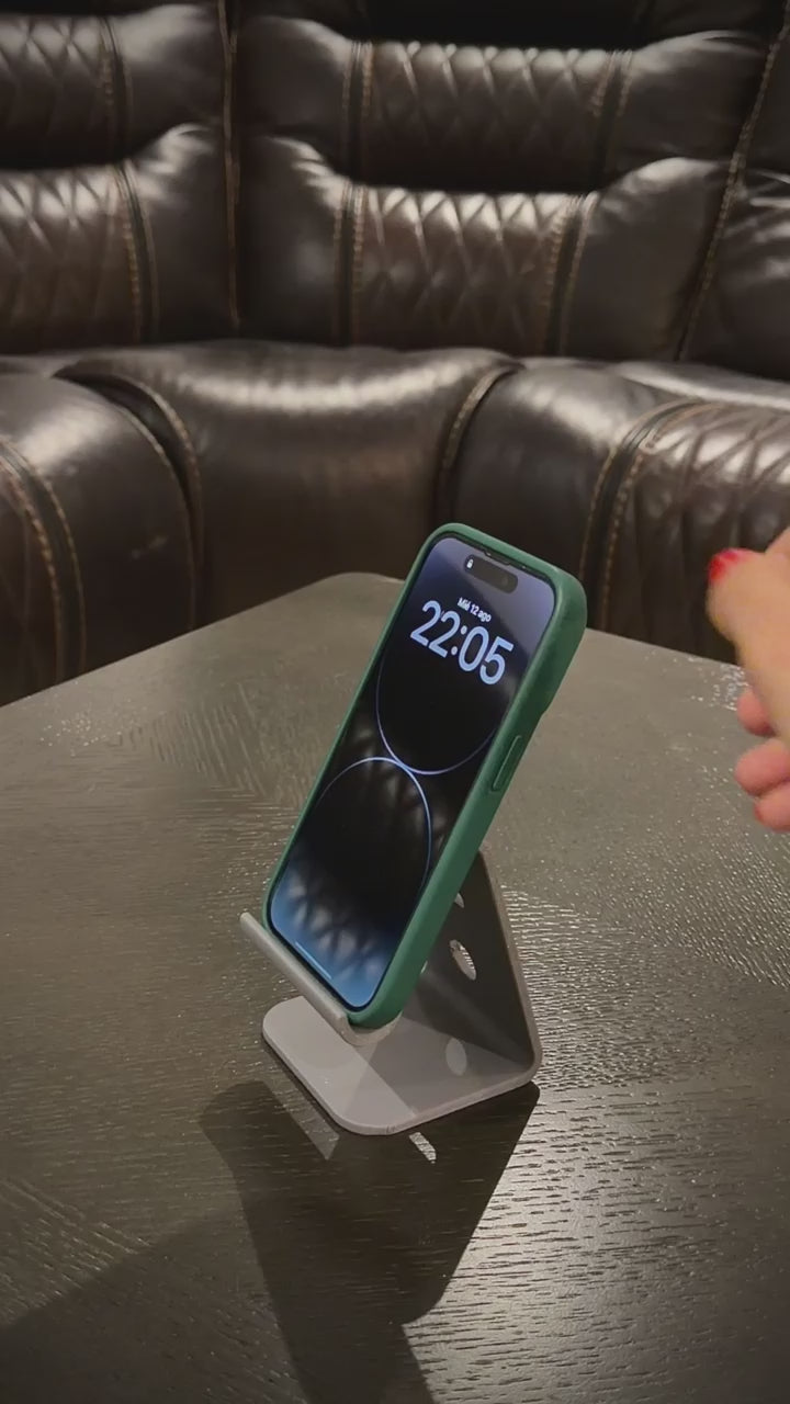 Soporte para móvil y tablet gris mate