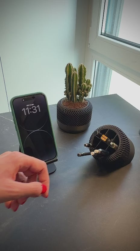 Soporte para móvil y tablet negro mate